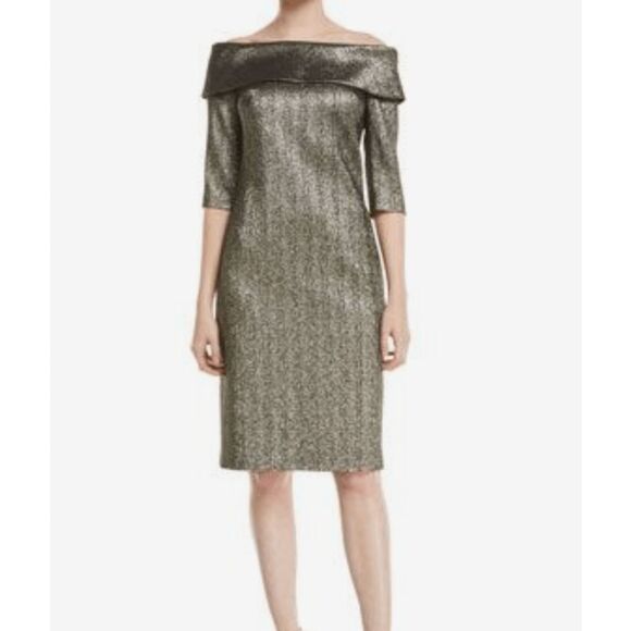 Rickie Freeman for Teri Jon Dresses & Skirts - Rickie Freeman for Teri Jon Metallic Off-Shoulder Mini Dress